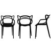 Fabulaxe Mid-Century Modern Style Stackable Plastic Molded Arm Chair with Entangled Open Back, Black QI003750.BK